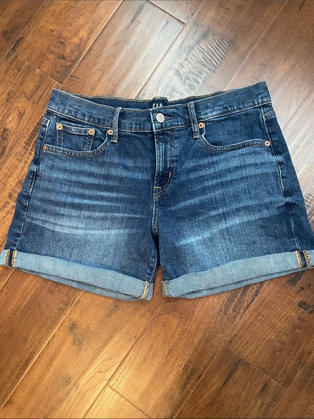 GAP Women's Medium-Dark Blue Roll Cuff Denim Shorts